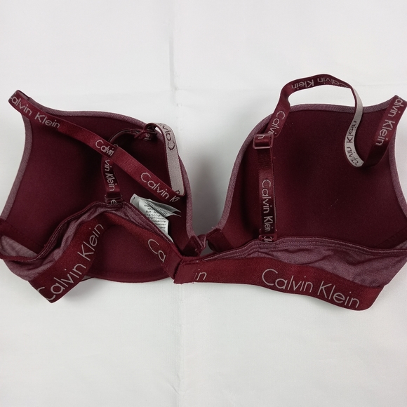 Calvin Klein Underwear logo Demi Bra 36B Maroon - Picture 2 of 4